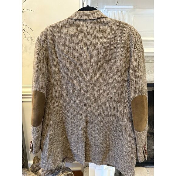 Vintage POLO Ralph Lauren Men’s Tweed Wool Jacket Suede Patch Throat Latch 42 44 - Picture 5 of 16